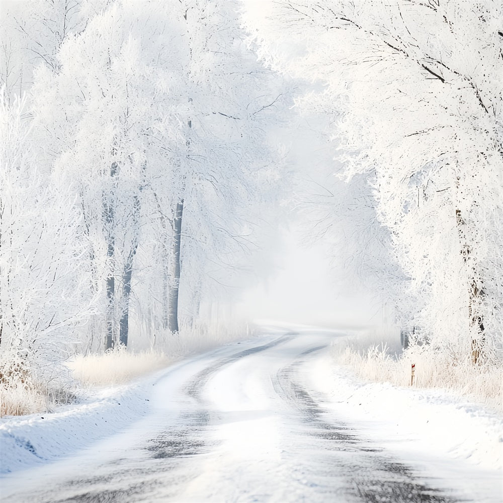 Winter Wald Hintergrund Stille Schnee Kurve Straße Hintergrund CSH57-240