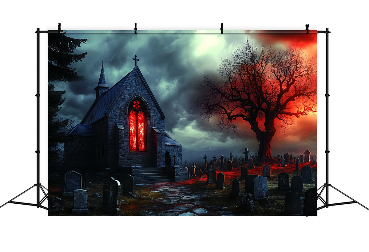 Halloween Friedhof Backdrop Verfluchte Kapelle Gräber Backdrop CSH57-62