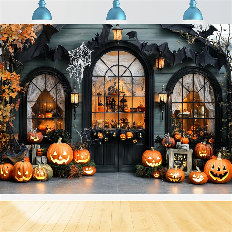 Halloween-Hintergrund für Fotos Kürbis Fenster Glühen Hintergrund CSH57-64