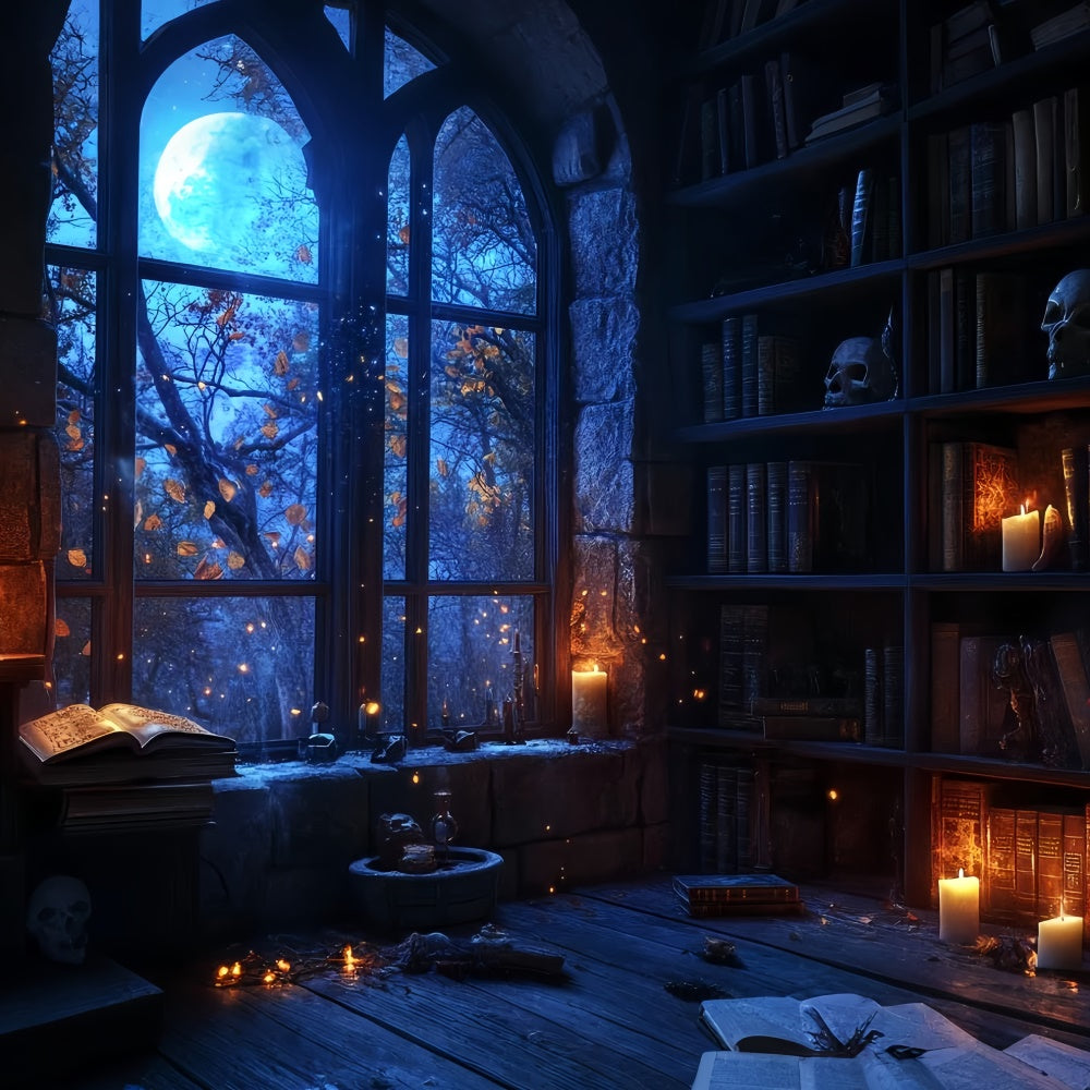 Halloween Backdrop Blauer Mond Bibliothek Glühen Backdrop CSH57-74