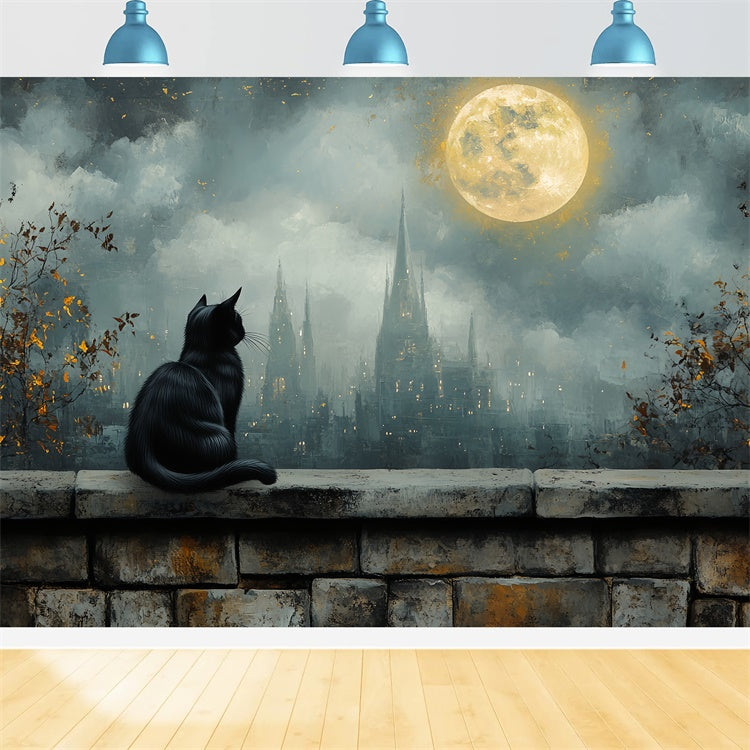 Halloween Mond Backdrop Gothic Mondaufgang Stadt Backdrop CSH57-76