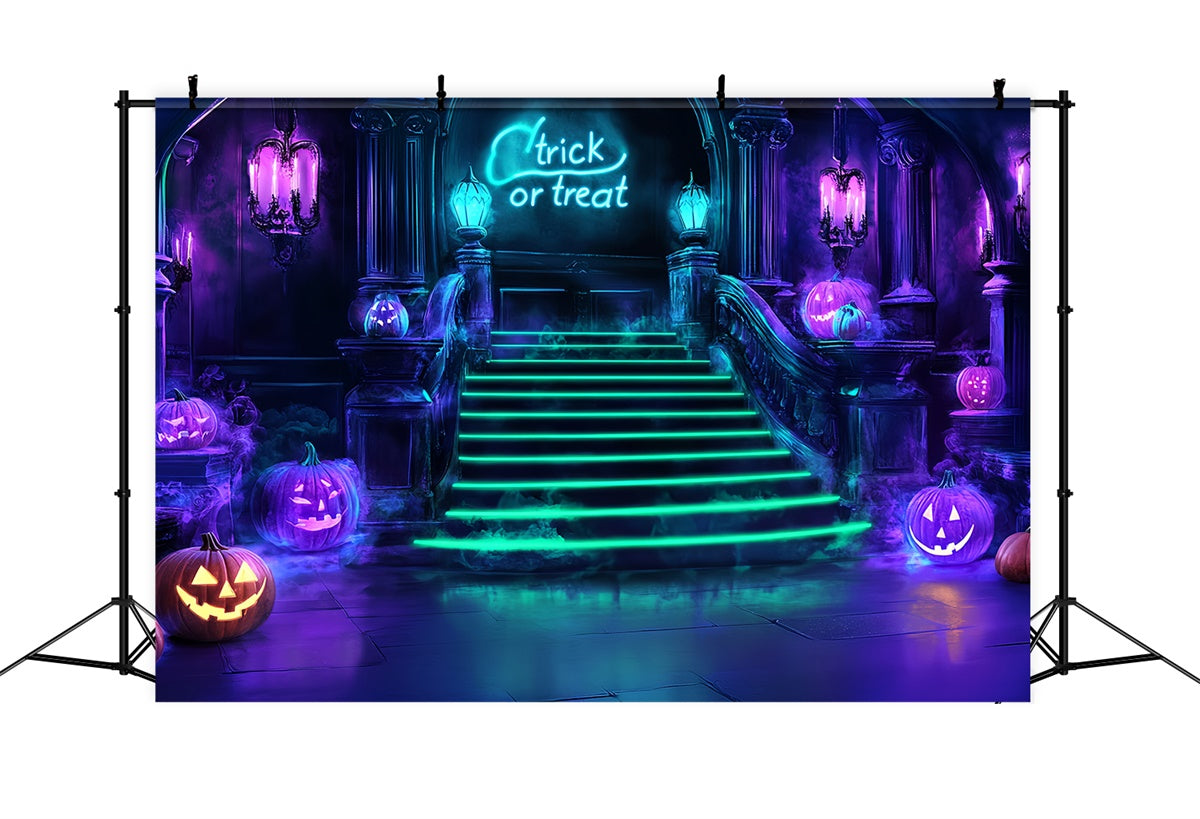 Halloween Fotohintergrund Neon-Treppenhaus Schrecken Hintergrund CSH57-79