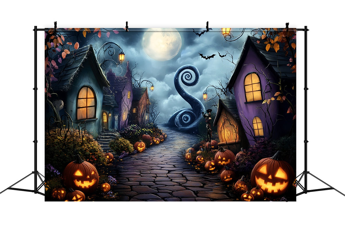 Haunted House Backdrop Kurvige mondbeschienene Gasse Backdrop CSH57-80