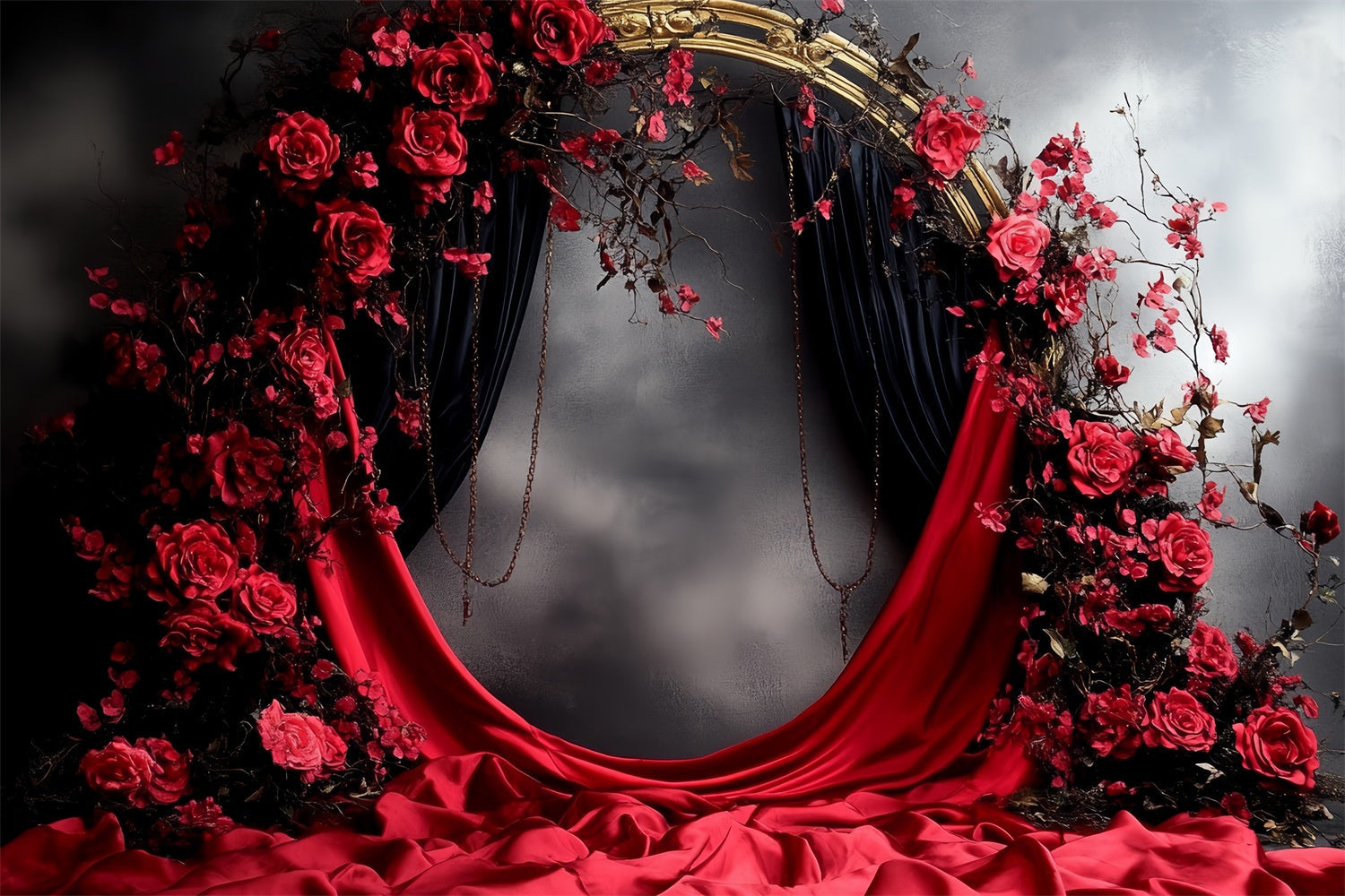 Retro Backdrop Scharlachrot Romantik Bogen Vintage Foto Hintergrund CSH57-85