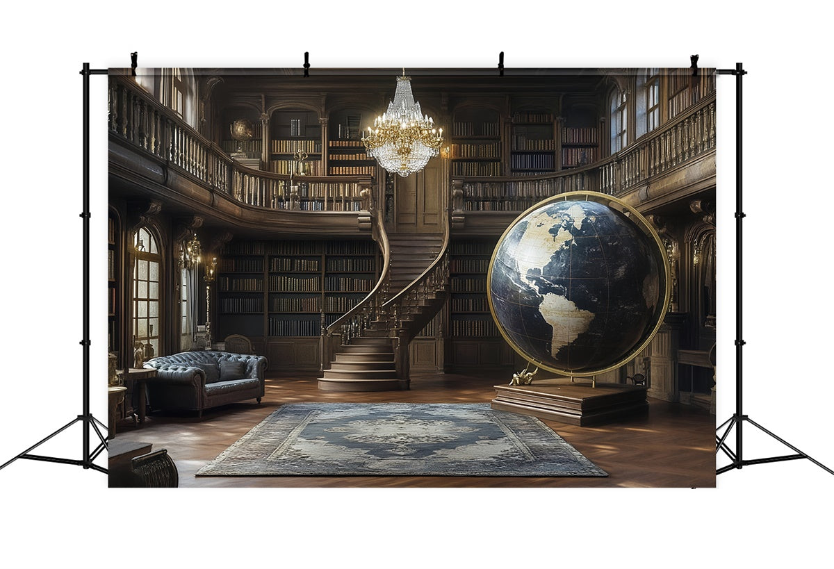 Vintage Studio Hintergrund Antike Bibliothek Globus Foto Hintergrund CSH57-88