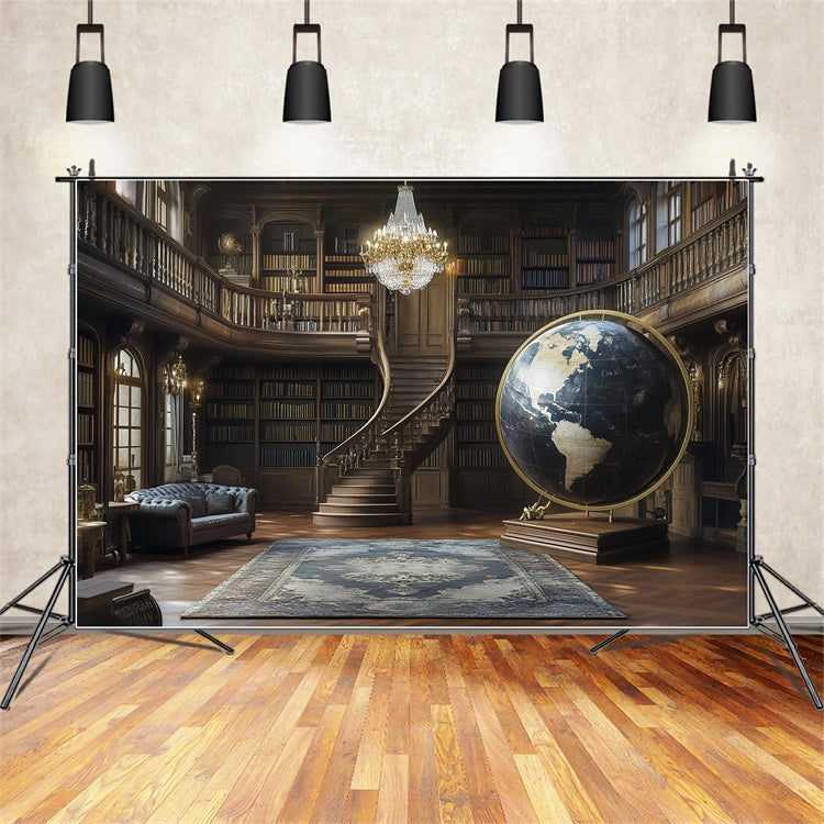 Vintage Studio Hintergrund Antike Bibliothek Globus Foto Hintergrund CSH57-88