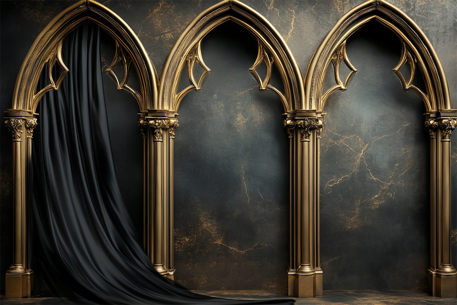 Vintage Wall Backdrop Gothic Gold Archway Foto Hintergrund CSH57-89