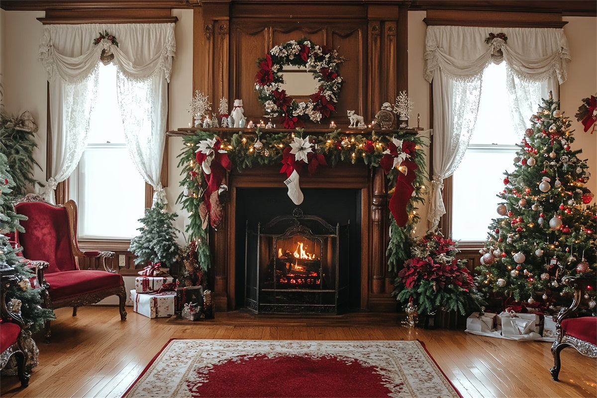 Vintage Weihnachten Backdrop Gemütlicher Kamin Cheer Foto Hintergrund CSH57-91