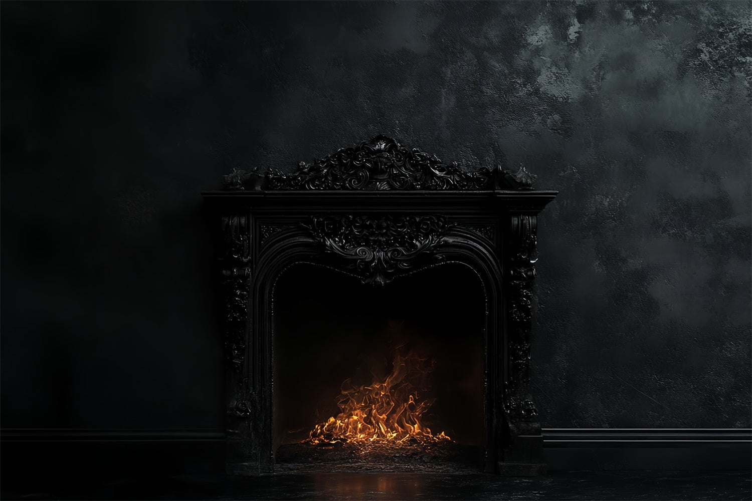 Vintage Studio Hintergrund Mitternachtsflamme Kaminsims Hintergrund CSH57-93