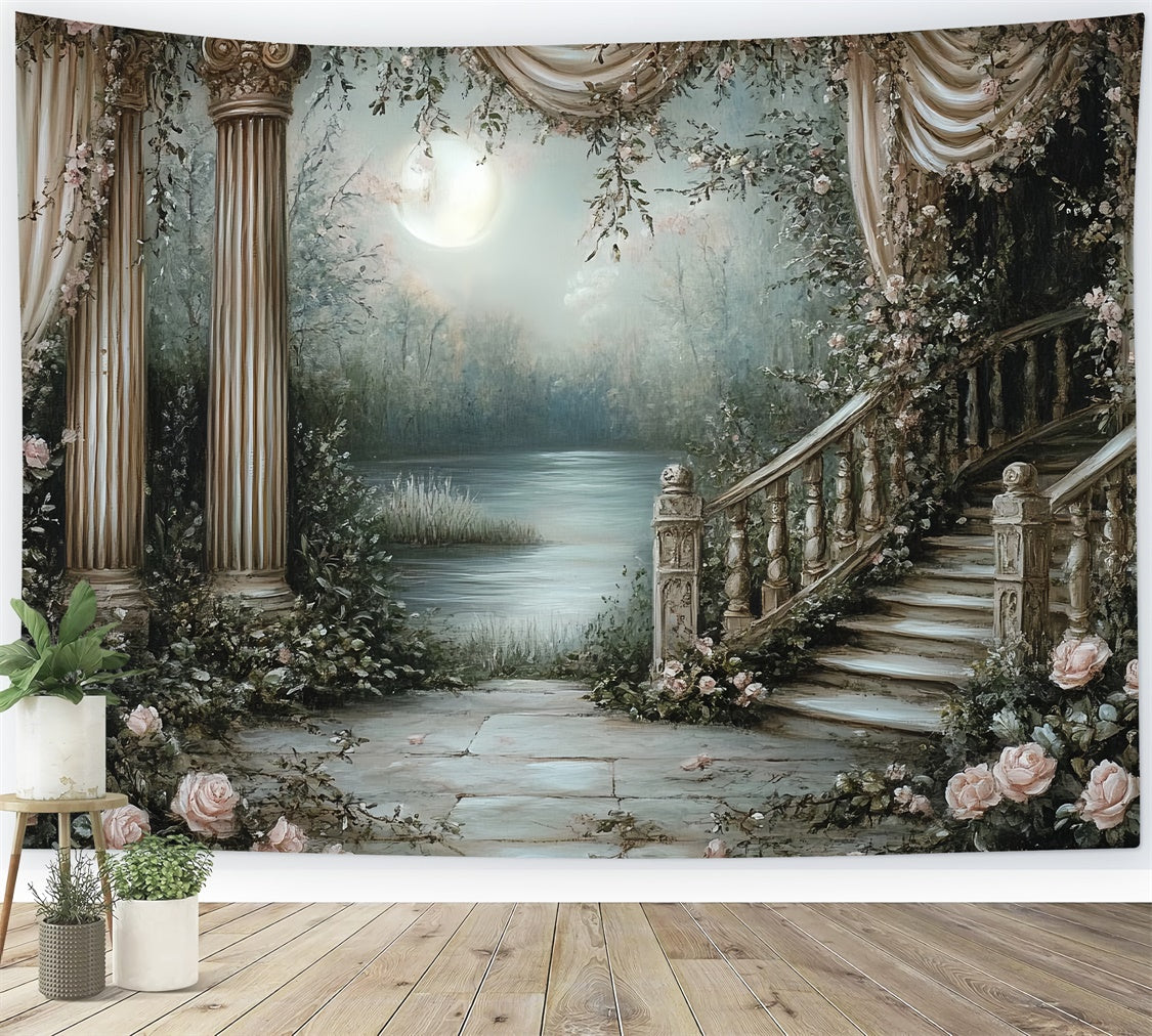 Backdrop Vintage Verzauberter mondbeschienener Garten Foto Hintergrund CSH57-95