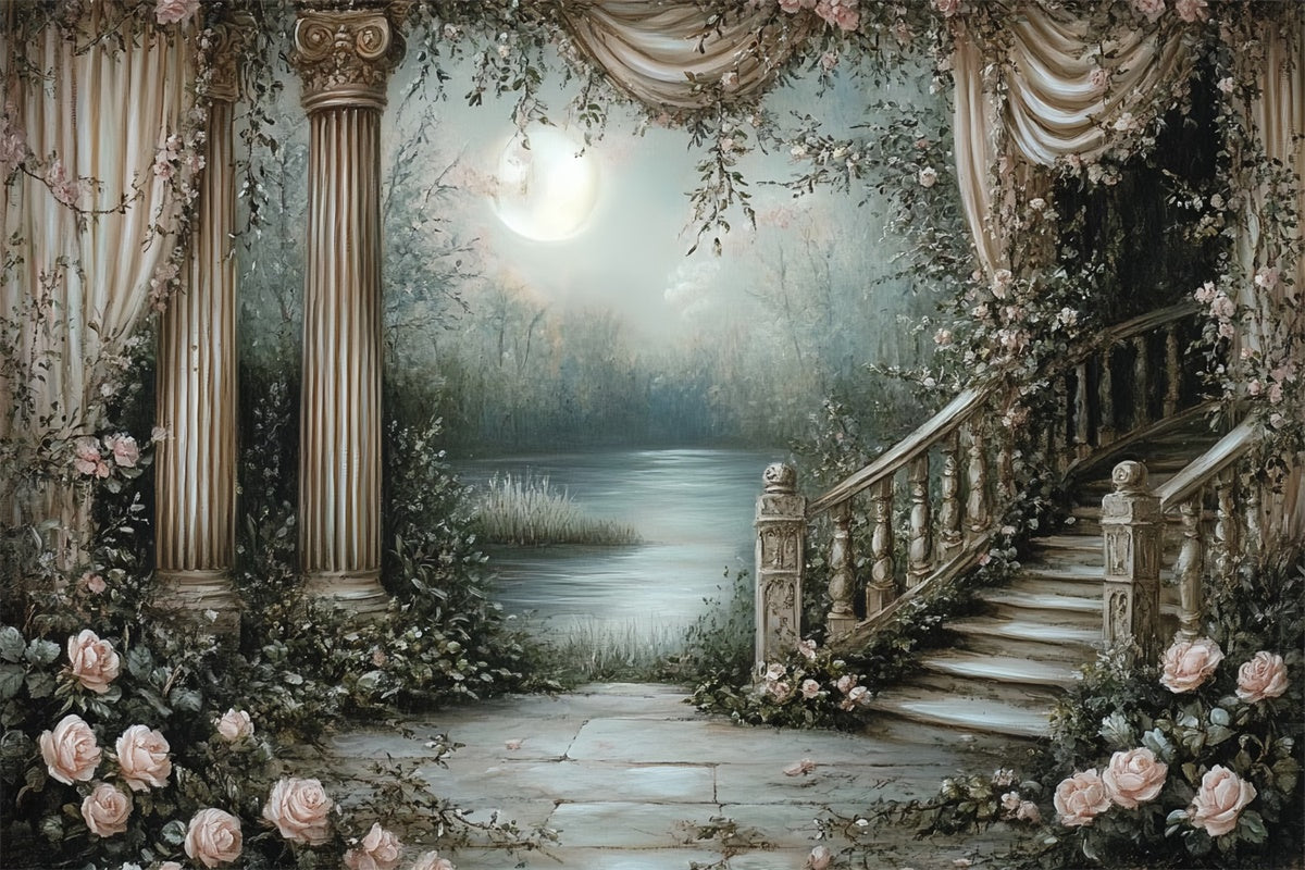 Backdrop Vintage Verzauberter mondbeschienener Garten Foto Hintergrund CSH57-95