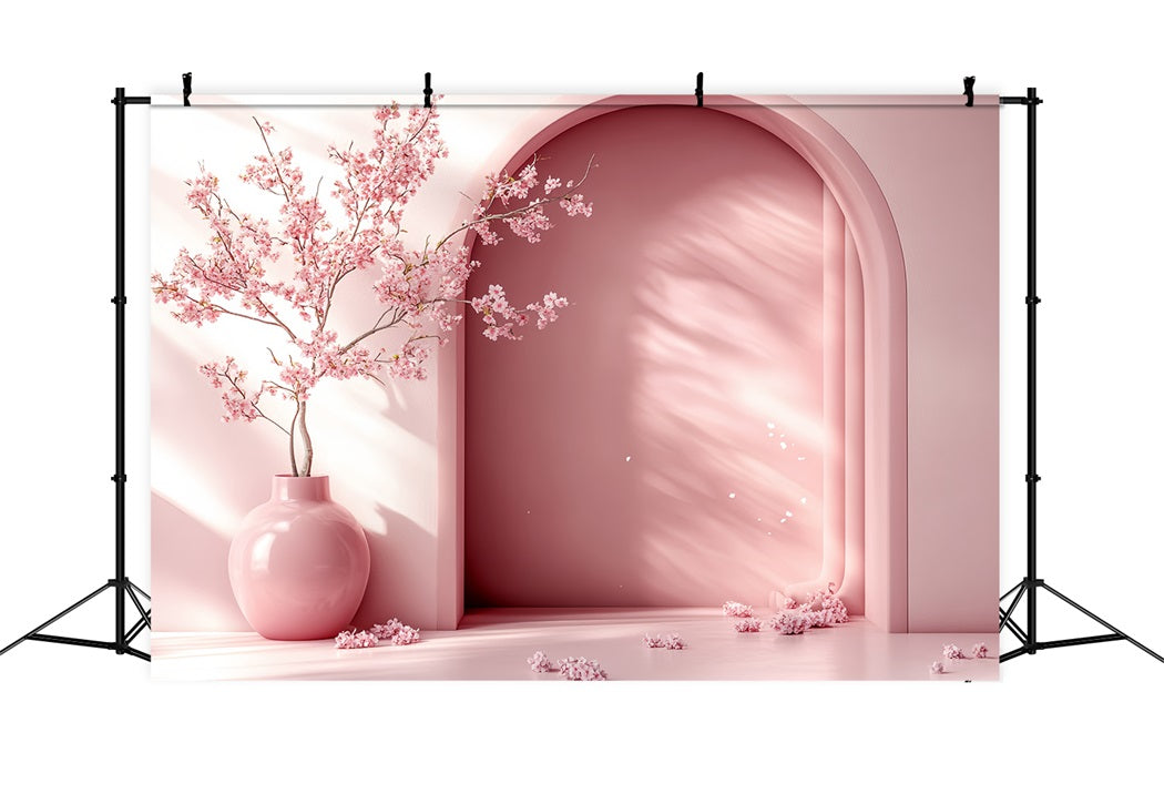 Kirschblüten-Foto Hintergrundkulisse Minimalistische Bogenblüten-Vase-Blumen-Foto Hintergrundkulisse CSH58-103
