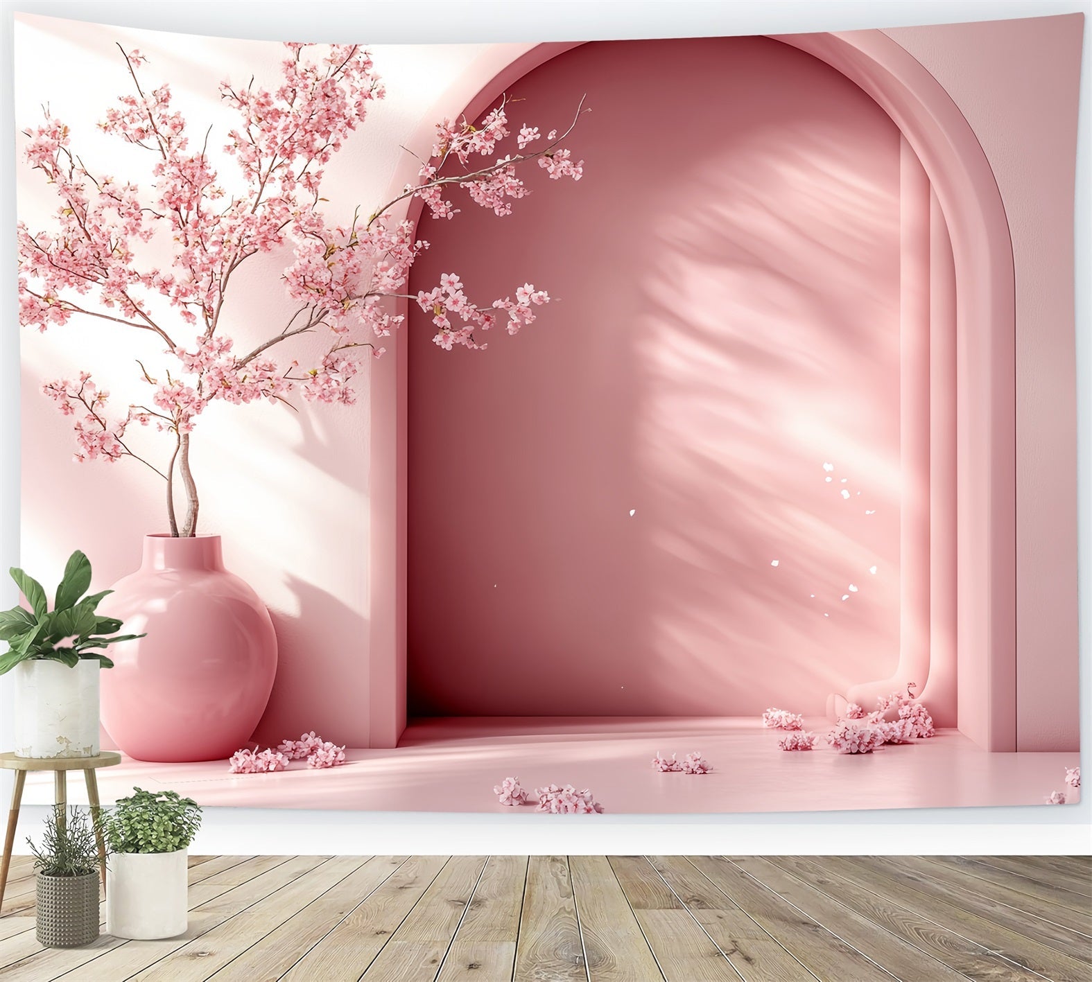 Kirschblüten-Foto Hintergrundkulisse Minimalistische Bogenblüten-Vase-Blumen-Foto Hintergrundkulisse CSH58-103
