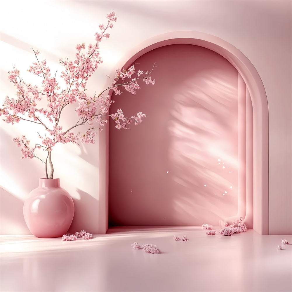 Kirschblüten-Foto Hintergrundkulisse Minimalistische Bogenblüten-Vase-Blumen-Foto Hintergrundkulisse CSH58-103