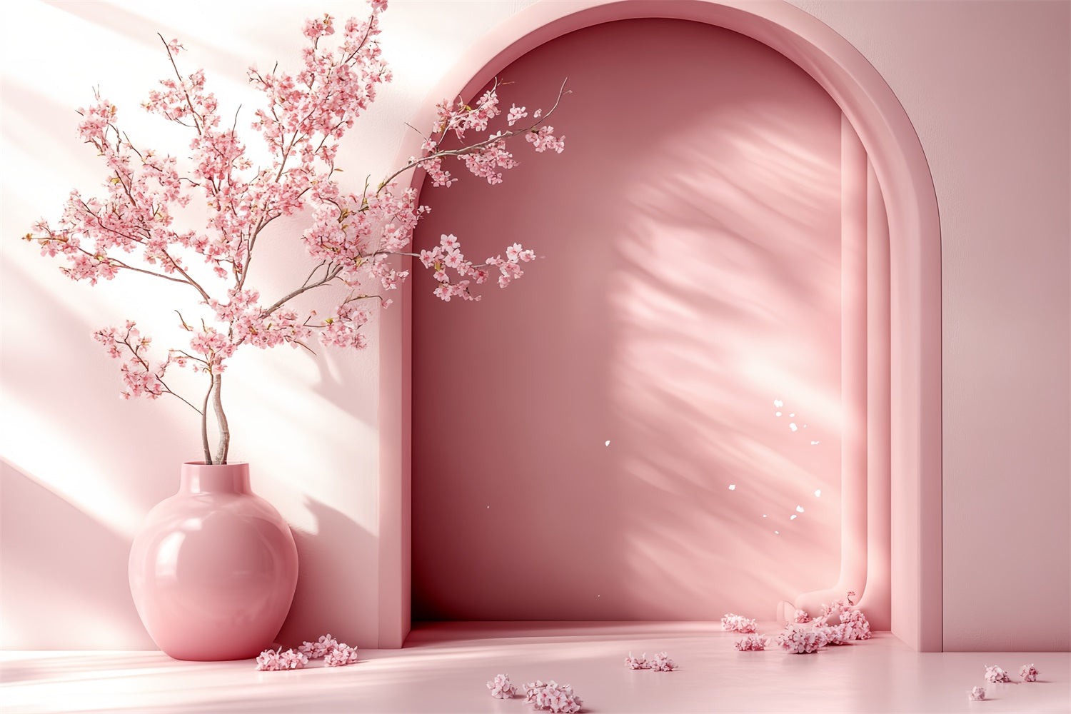 Kirschblüten-Foto Hintergrundkulisse Minimalistische Bogenblüten-Vase-Blumen-Foto Hintergrundkulisse CSH58-103