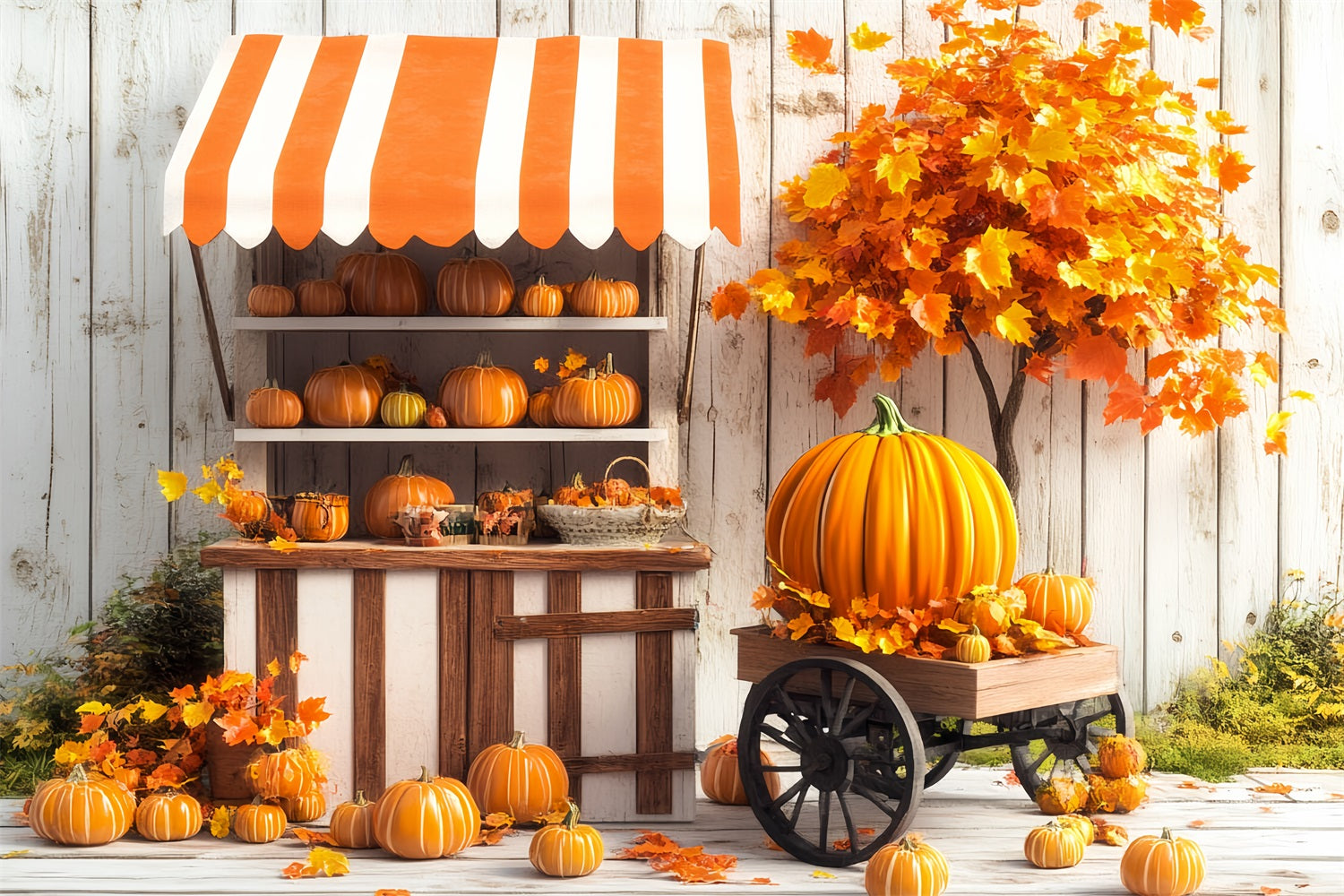 Thanksgiving Foto Hintergrund Kürbiswagen Ernte-Stand Thanksgiving Foto Hintergrund CSH58-125