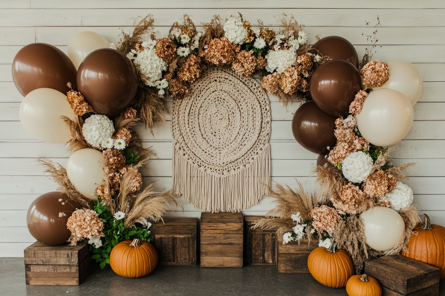 Thanksgiving Foto Hintergrund Kürbis-Ballon Blumenbogen Thanksgiving Studio Hintergründe CSH58-133