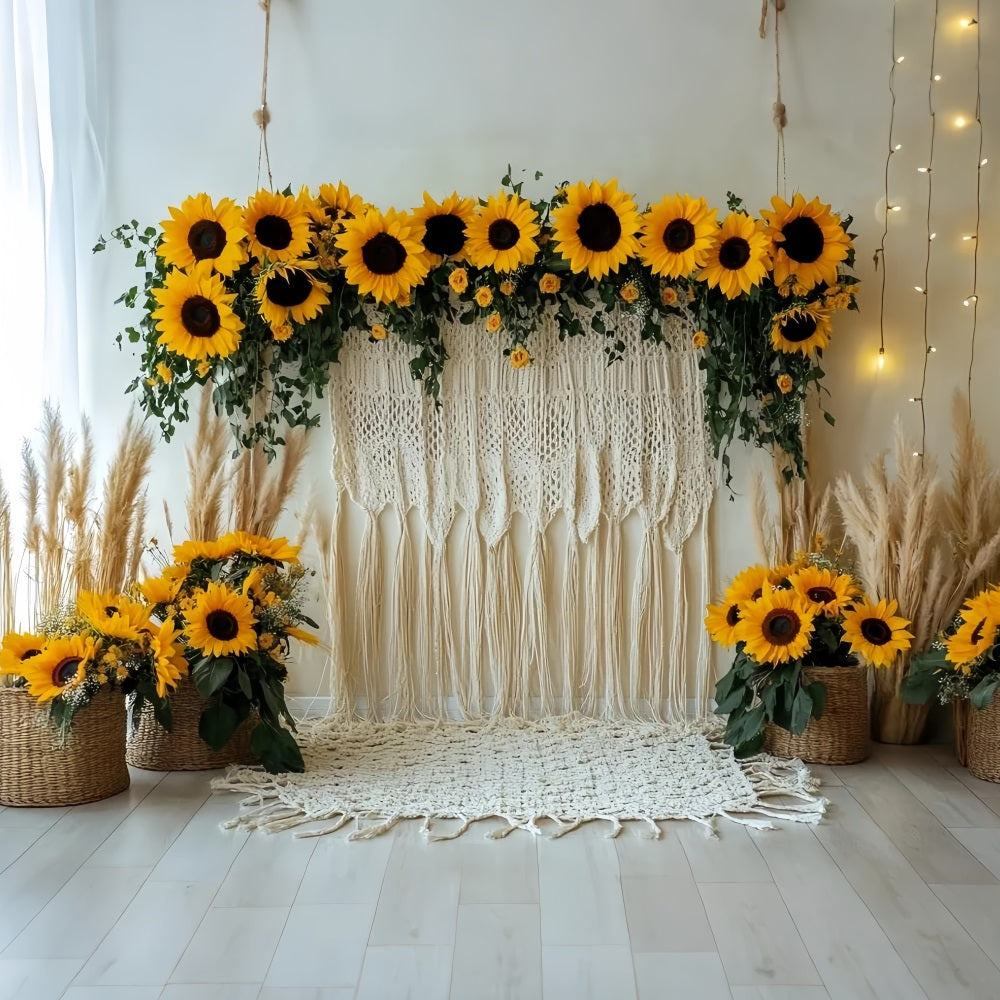 Thanksgiving Foto Hintergrund Sonnenblumen-Makramee Rustikale Dekoration Thanksgiving Foto Hintergrund CSH58-135