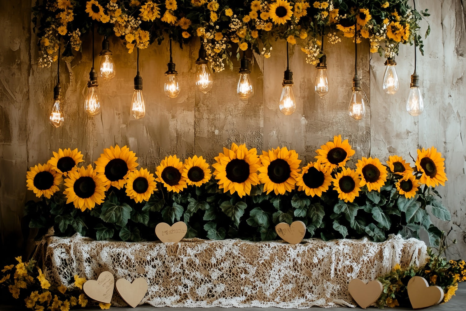 Thanksgiving Foto Hintergrund Sonnenblumen-Lichterkette Display Foto Hintergrund Thanksgiving CSH58-136