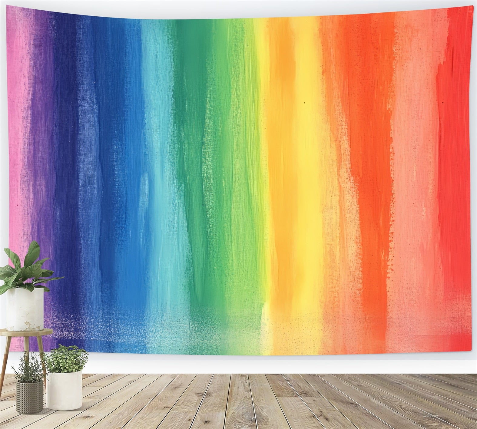 Watercolor Backdrop Vivid Vertical Rainbow Strokes Abstract Backdrop CSH58-188