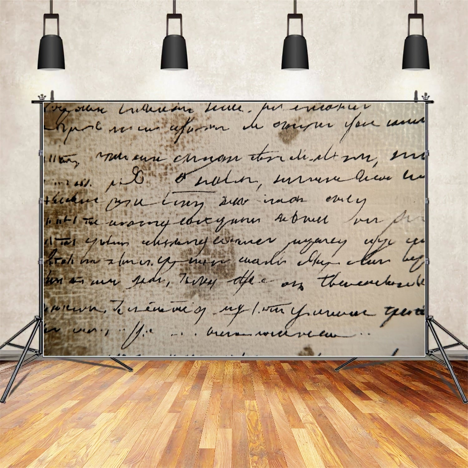 Cream Backdrop Vintage Handwritten Script Pattern Abstract Photography