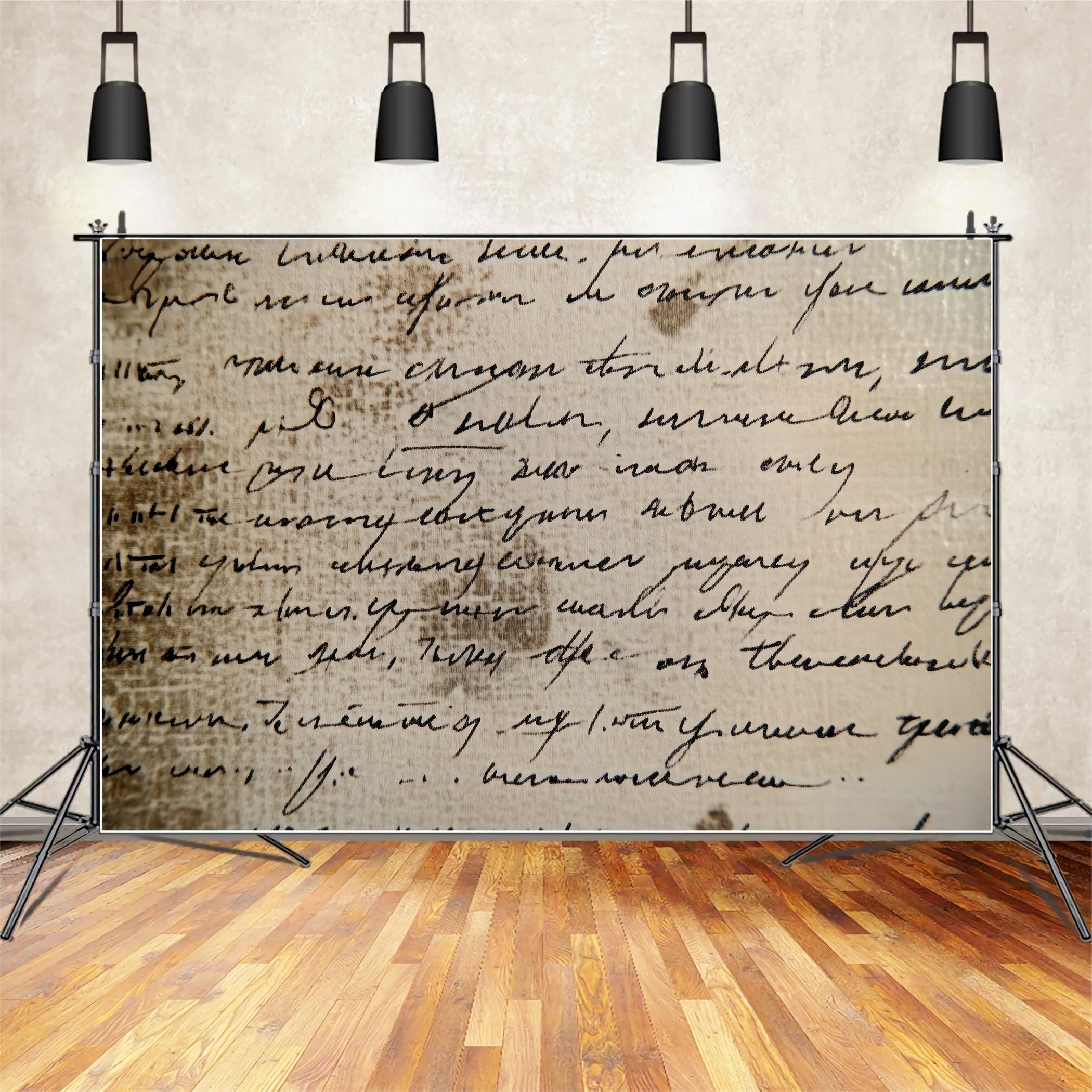 Cream Backdrop Vintage Handwritten Script Pattern Abstract Photography Backdrop CSH58-199