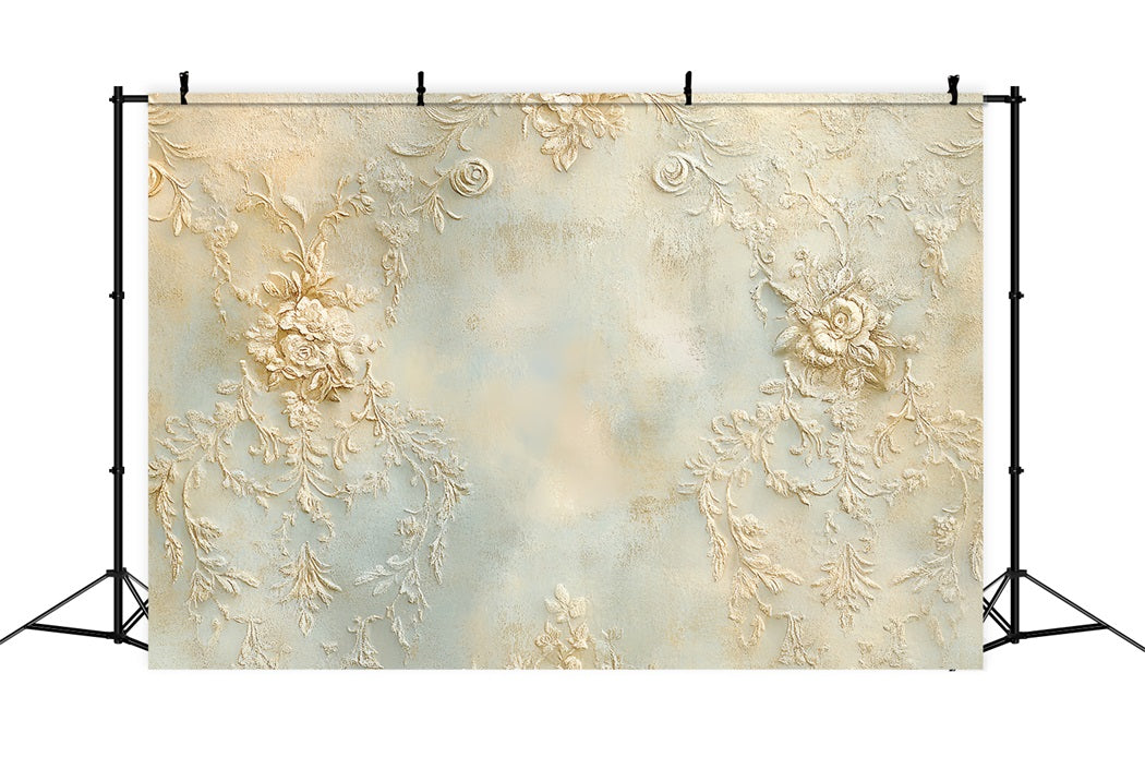 Cream Backdrop Elegant Embossed Floral Design Abstract Backdrops CSH58-200