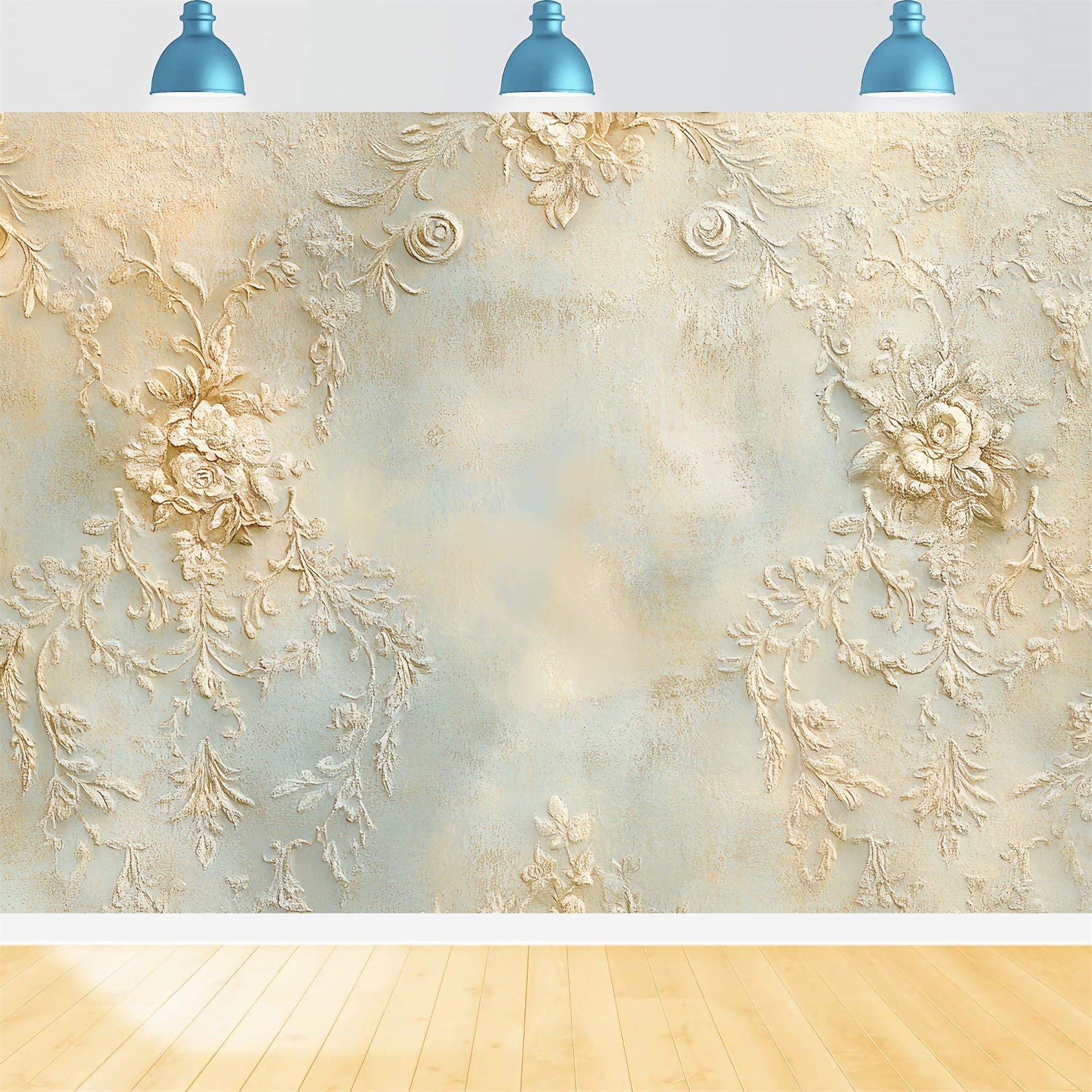 Cream Backdrop Elegant Embossed Floral Design Abstract Backdrops CSH58-200