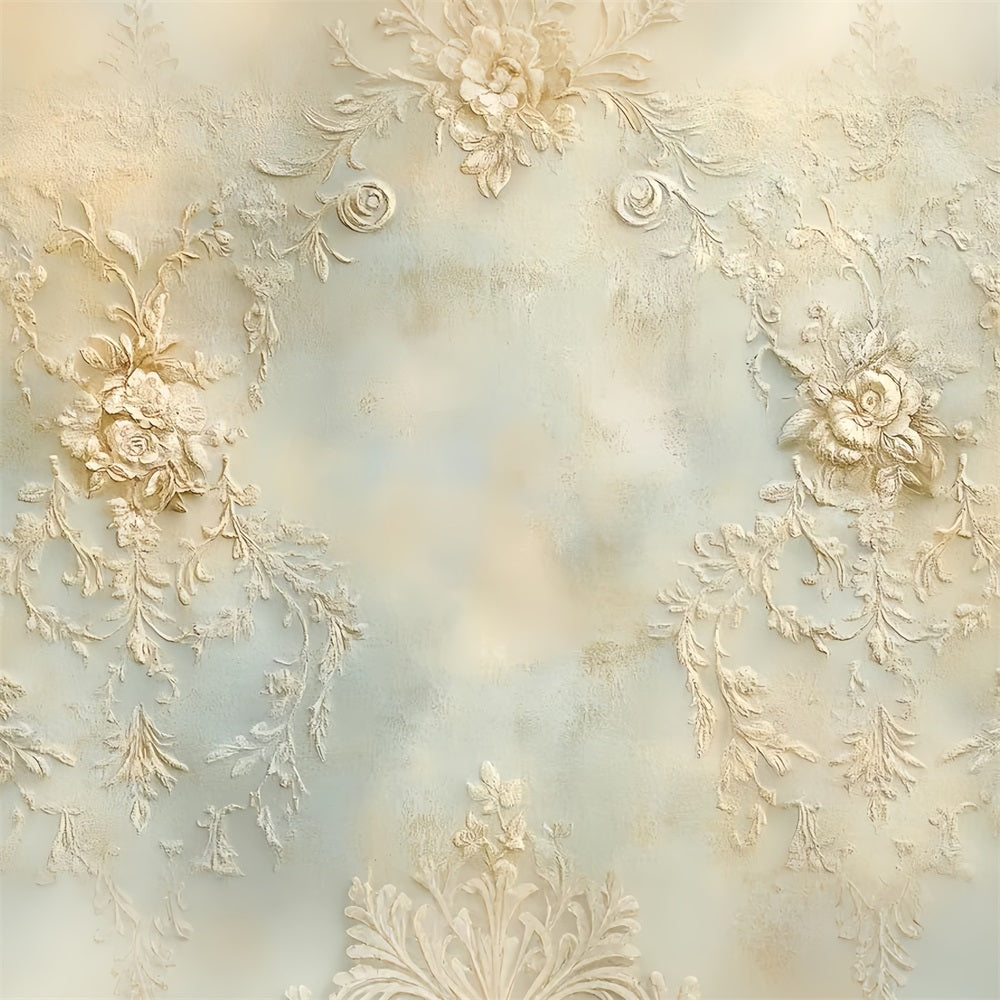 Cream Backdrop Elegant Embossed Floral Design Abstract Backdrops CSH58-200