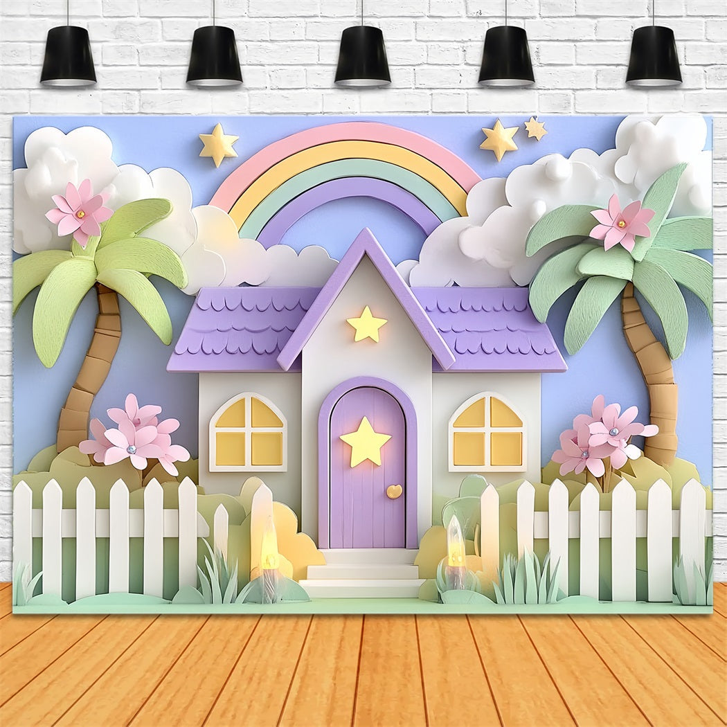 Neugeborenen Backdrops Pastellfarbenes Regenbogenhäuschen Fantasie Neugeborenen Foto Hintergrund CSH58-237