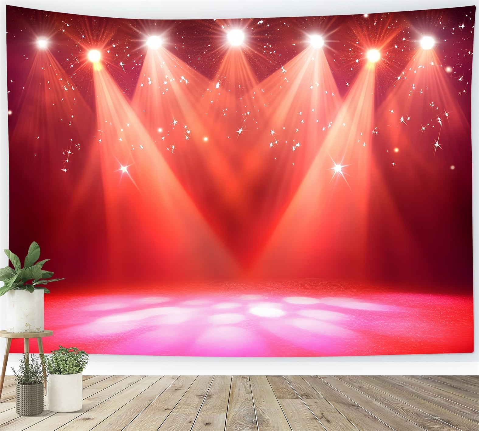 Spotlight Fotohintergrund Funkelndes Rot und Spotlight CSH58-243