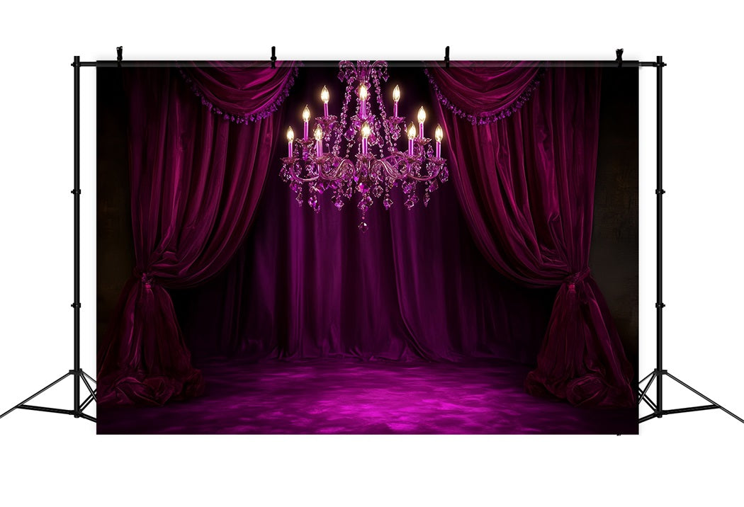 Boudoir Sexy Hintergrund Magenta Velvet Chandelier Drapes Boudoir Fotohintergrund CSH58-251