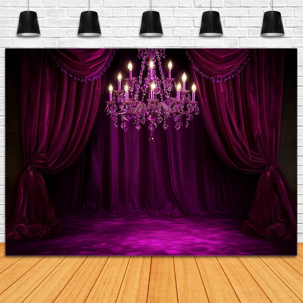 Boudoir Sexy Hintergrund Magenta Velvet Chandelier Drapes Boudoir Fotohintergrund CSH58-251