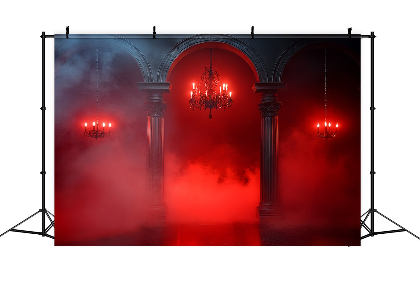 Gothic Backdrop Roter Nebel Gotische Bögen Halloween Fotohintergrund CSH58-46