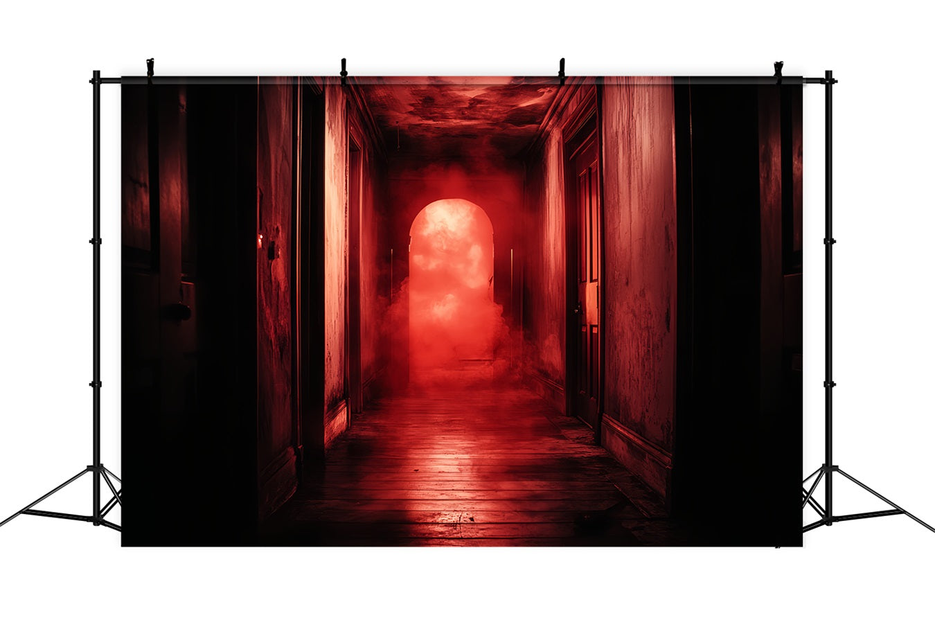 Spooky Backdrop Haunted Red Fog Hallway Halloween Fotokulisse CSH58-55