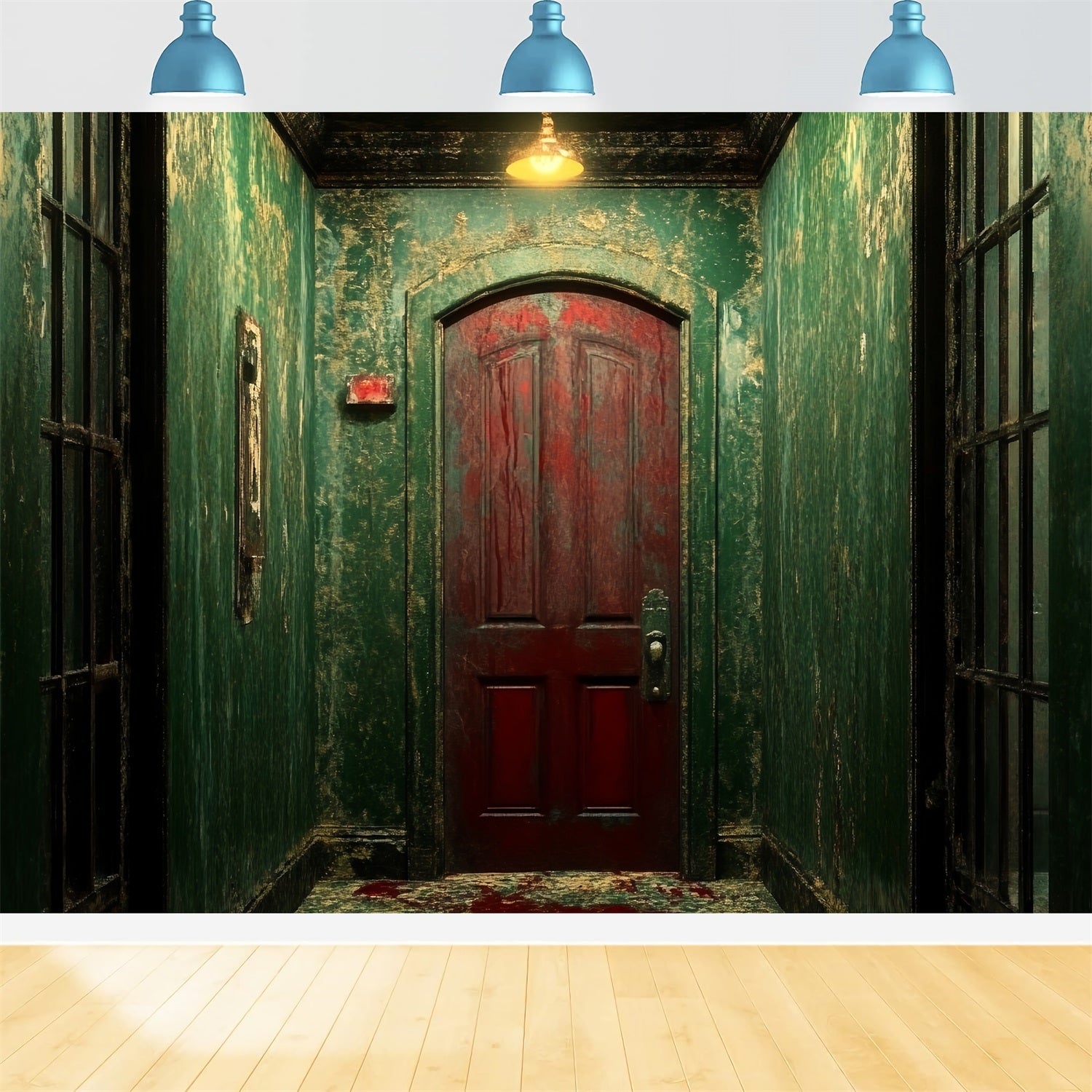 Spooky Backdrop Distressed Grün Blutige Tür Halloween Fotohintergrund CSH58-56