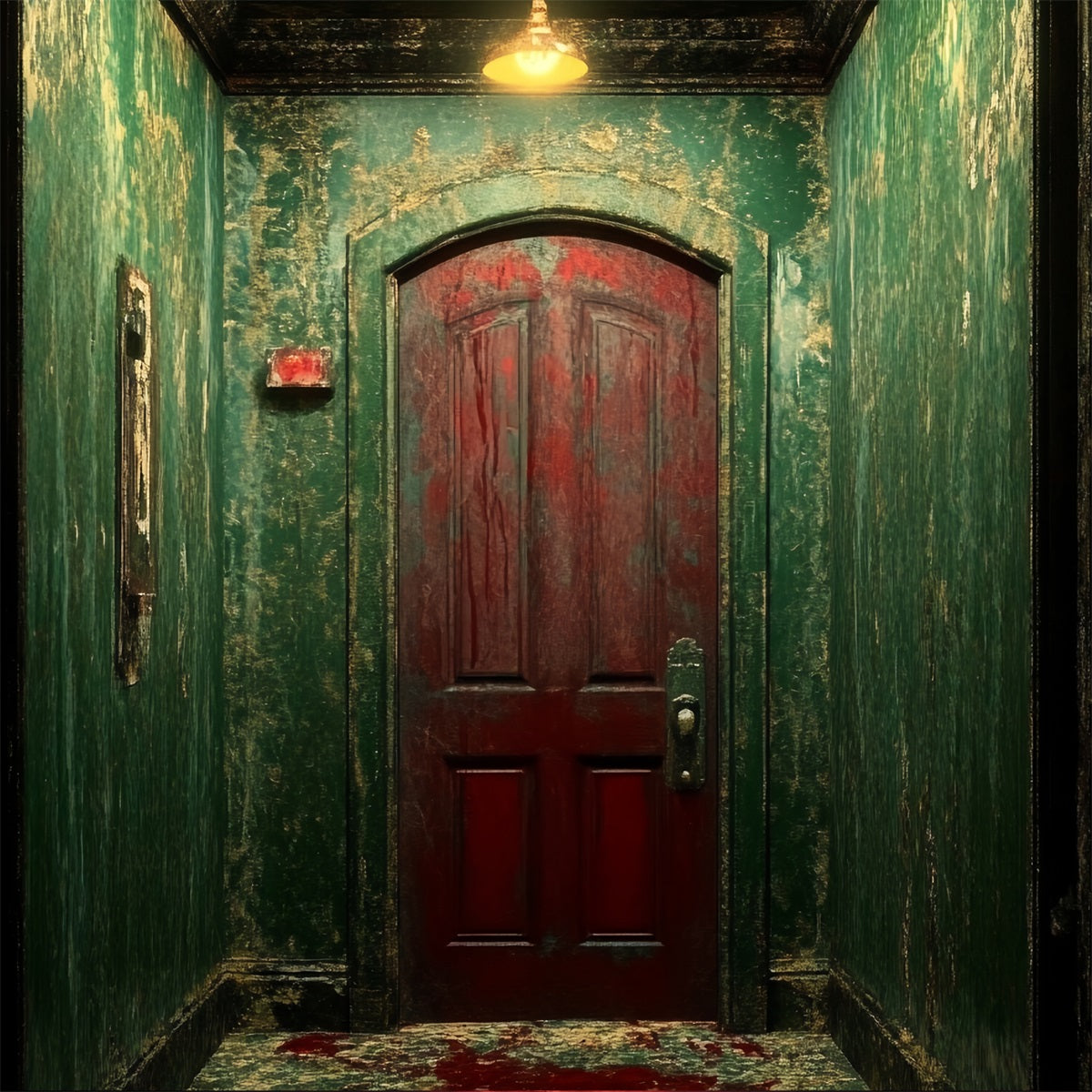 Spooky Backdrop Distressed Grün Blutige Tür Halloween Fotohintergrund CSH58-56