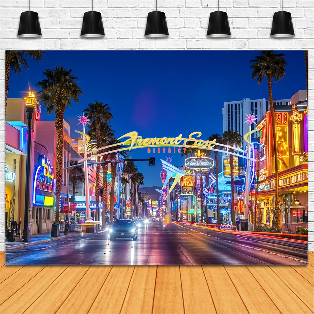 Las Vegas Backdrop Fremont East District Neon Street Las Vegas FotoFotohintergrund CSH58-7