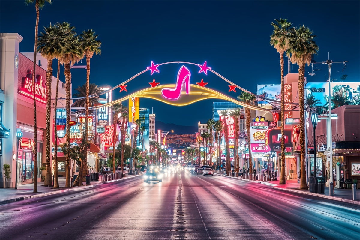 Las Vegas Backdrop Rosa Disco High Heels Neon Street Las Vegas FotoFotohintergrund CSH58-8