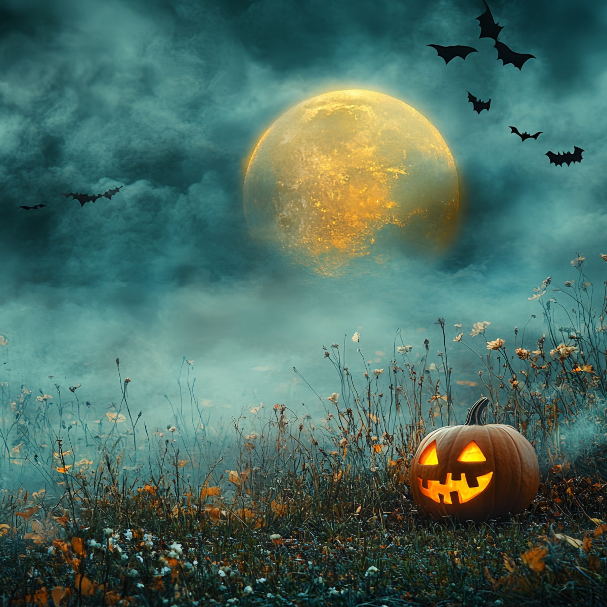 Nachthimmel Backdrop Kürbis mondbeschienener Nachthimmel Halloween Backdrop CSH58-81