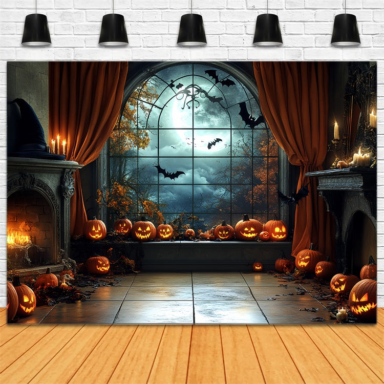 Halloween Fotokulisse Mondlicht Kürbisstube Kulisse CSH6-106