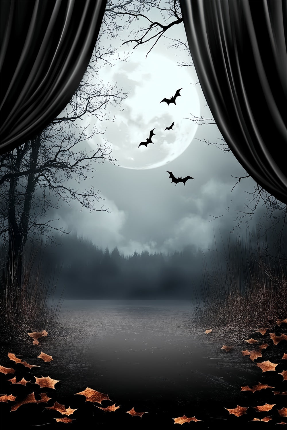 Halloween Mond Backdrop Mondlicht Vorhang Schatten Backdrop CSH6-110