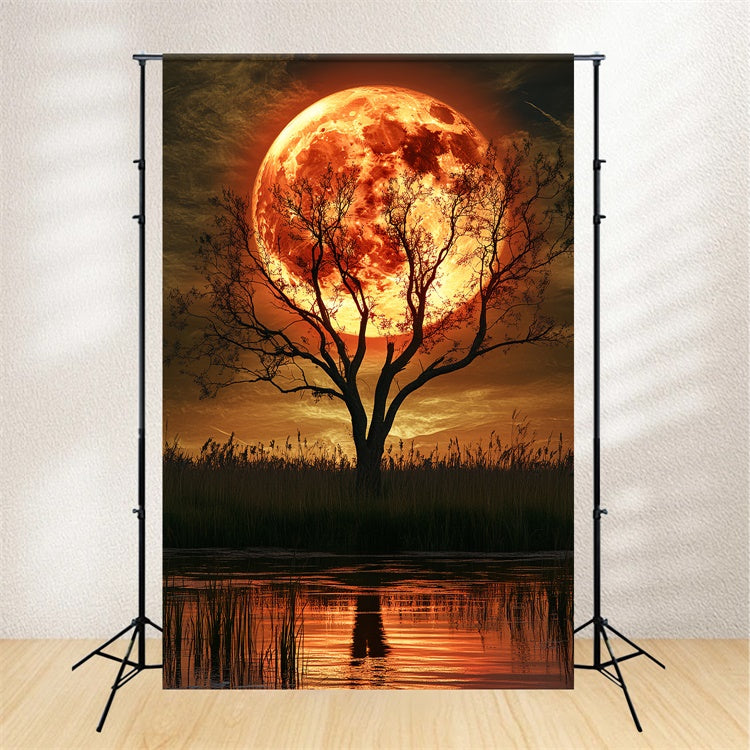 Halloween Mond Backdrop Karmesinrot Mond Weide Backdrop CSH6-112