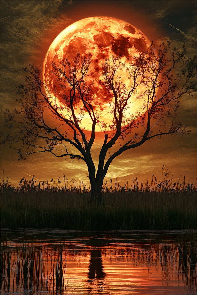 Halloween Mond Backdrop Karmesinrot Mond Weide Backdrop CSH6-112