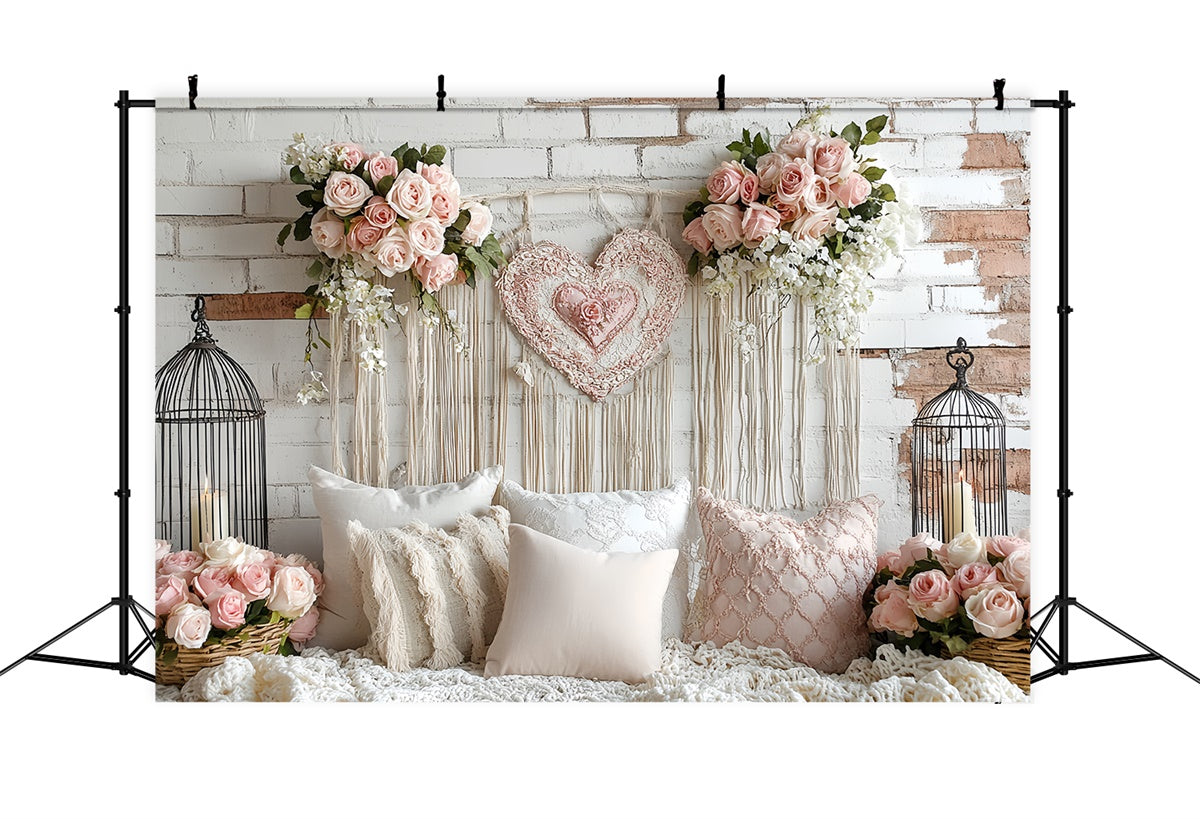 Backsteinmauer-Hintergrund Blush Rose Brick Romance Backdrop CSH6-131
