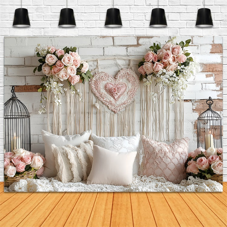 Backsteinmauer-Hintergrund Blush Rose Brick Romance Backdrop CSH6-131