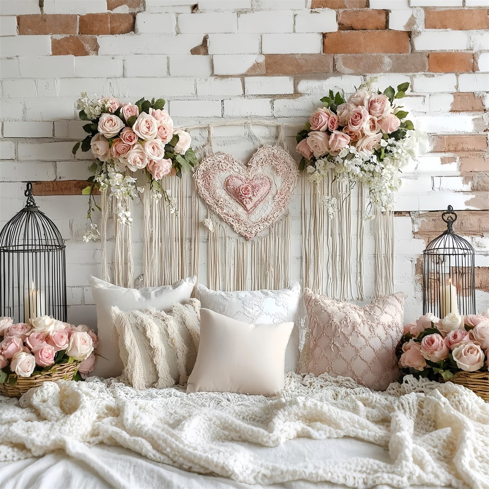 Backsteinmauer-Hintergrund Blush Rose Brick Romance Backdrop CSH6-131