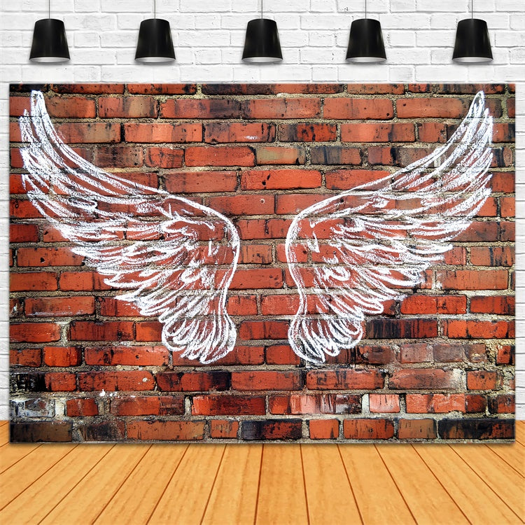 Red Brick Backdrop Engelsflügel Street Art Backdrop CSH6-139