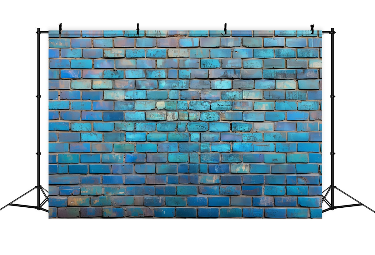 Backsteinmauer Fotokulisse Verwitterte Blaue Traumwand Fotokulisse CSH6-147