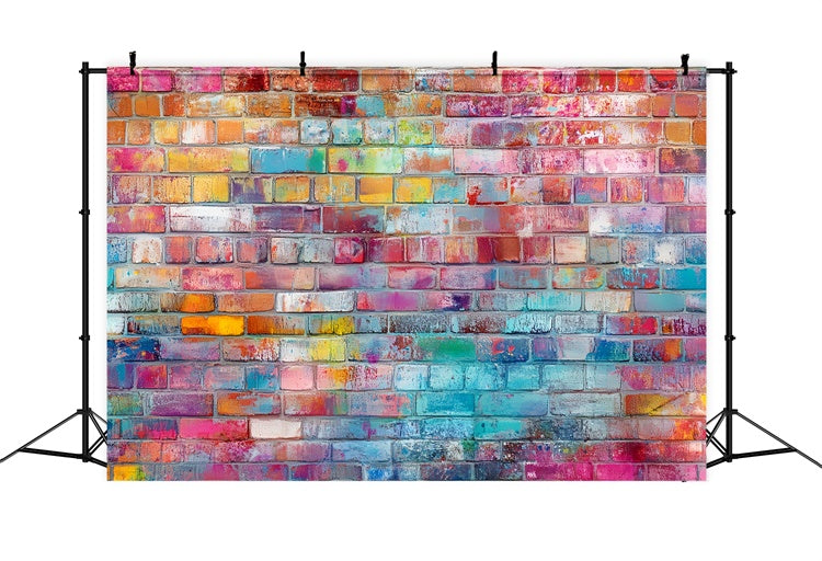 Backstein Fotohintergrund Farbspritzer Graffiti Wand Hintergrund CSH6-150